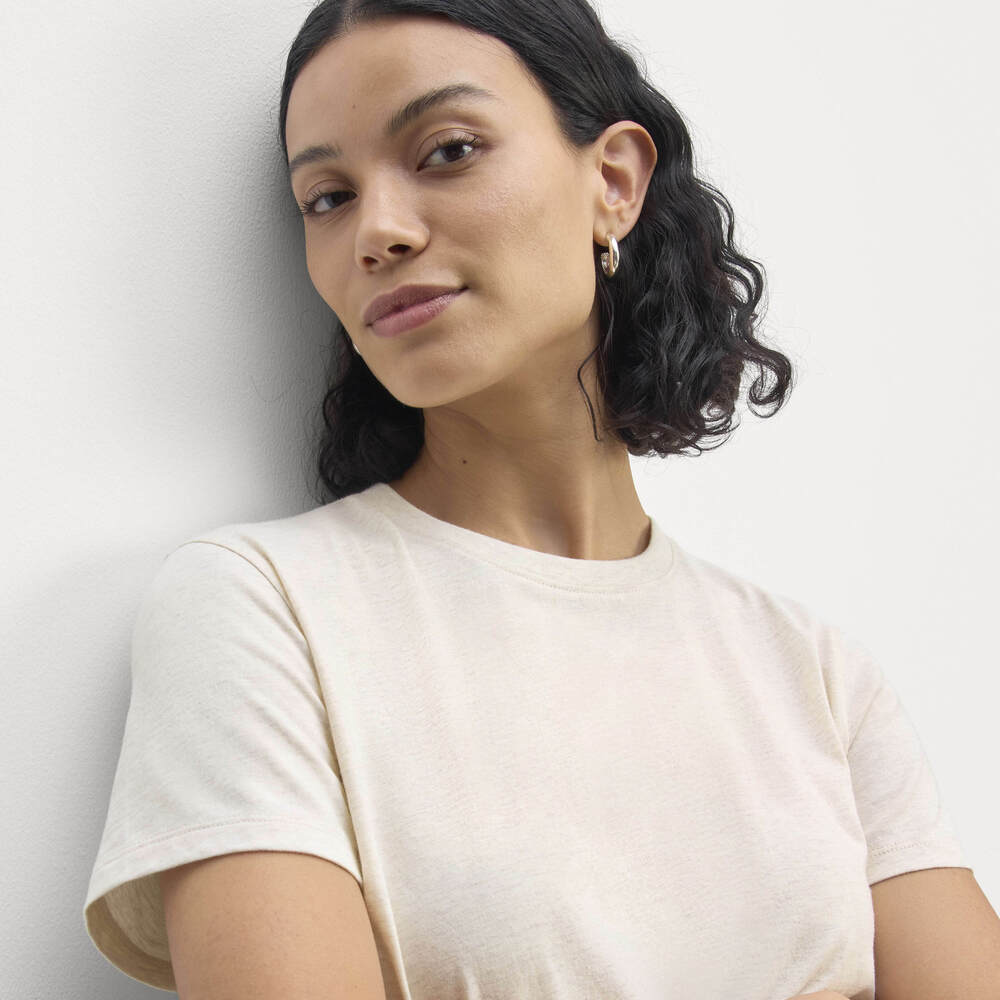 Everlane Women's Box-Cut T-Shirt in Essential Cotton in Heathered Oat, Size Ext…